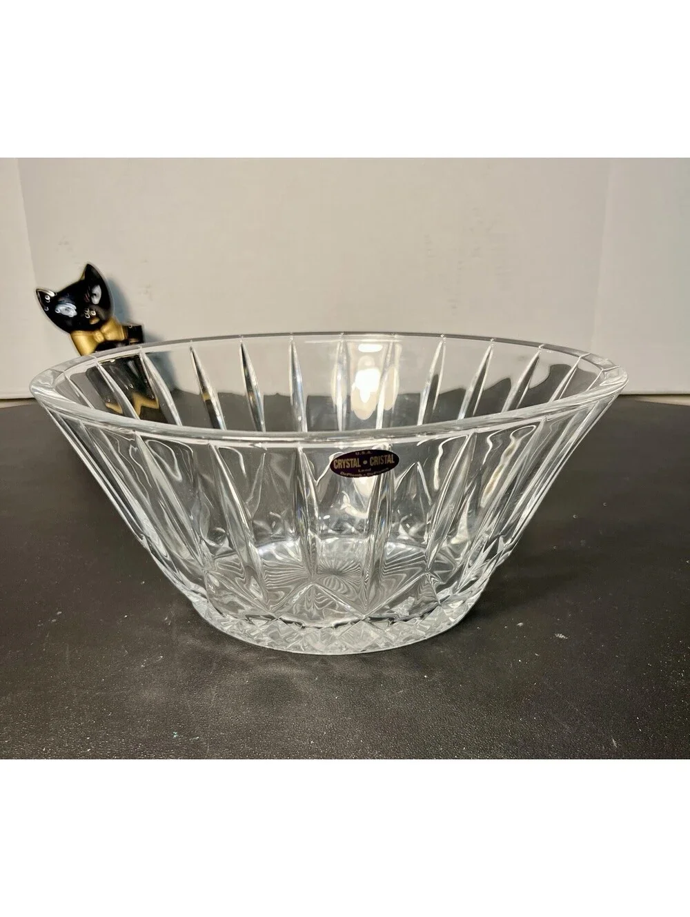 George Crystal 1980s Fruit Bowl Muirfield 24% Lead Crystal Clear, 11x8.5x5”